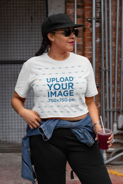 Crop Top Mockup Featuring a Cool Woman in an Athleisure Look