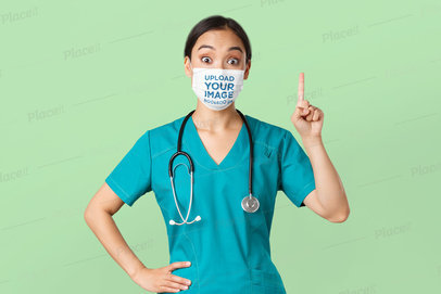 Face Mask Mockup Featuring a Scolding Nurse