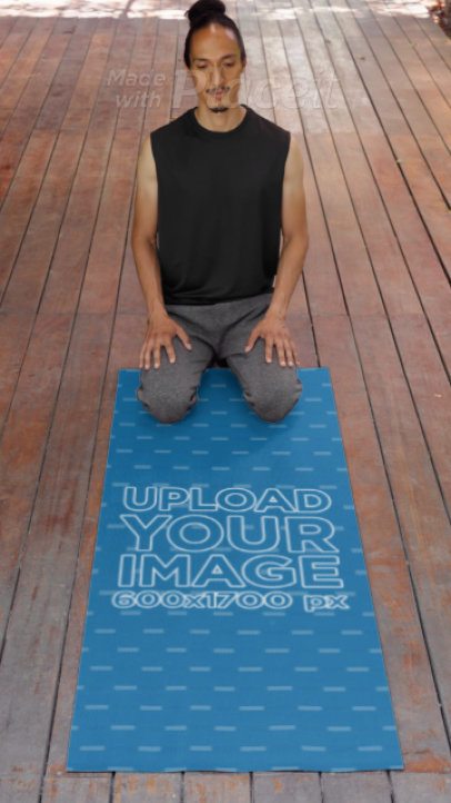 Video of a Man Practicing Yoga on a Sublimated Mat