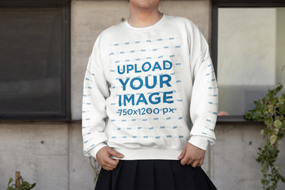 Mockup of a Person Wearing a Gildan Pullover Hoodie with Customizable Sleeves