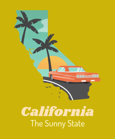 Illustrated T-Shirt Design Template of Sunny California