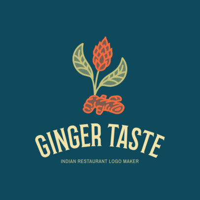 Indian Restaurant Logo Maker with a Ginger Flower Drawing