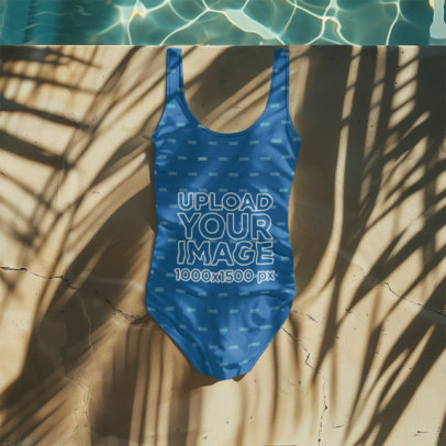 AI-Generated Mockup of a Swimsuit Placed Next to a Pool