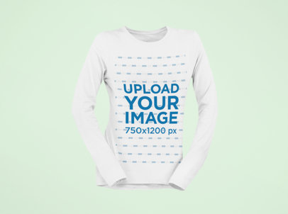 Mockup of a Ghosted Long Sleeve Tee Floating Against a Customizable Background