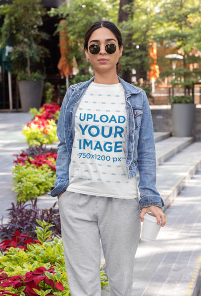 T-Shirt Mockup of an Athleisure-Styled Woman