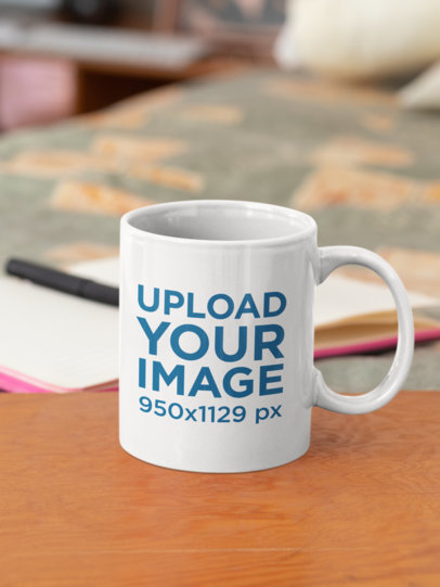 Mockup of a Customizable 11 oz Coffee Mug